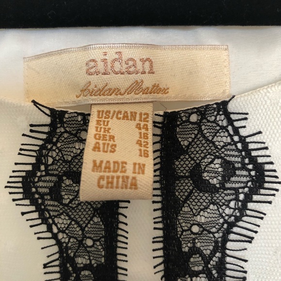 Aidan by Aidan mattox point D’esprit Gown White and black Size: 12 - Picture 7 of 7